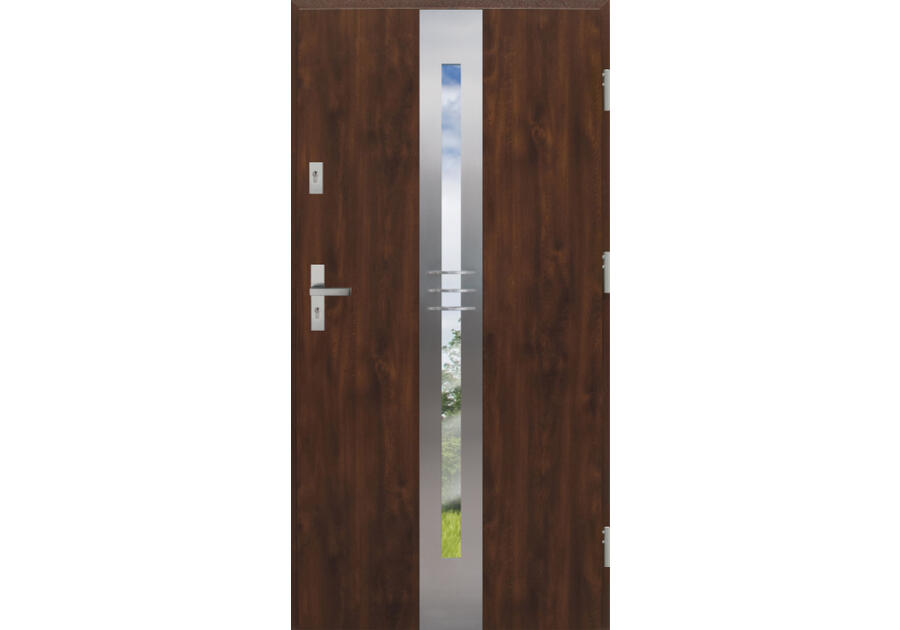 Zdjęcie: Drzwi zewnętrzne stalowo-drewniane Disting Otello 06 Orzech 90 cm prawe KR CENTER