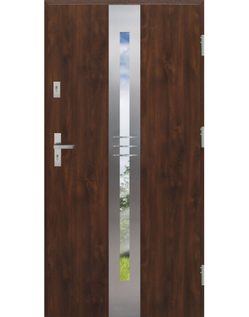 Zdjęcie: Drzwi zewnętrzne stalowo-drewniane Disting Otello 06 Orzech 90 cm prawe KR CENTER