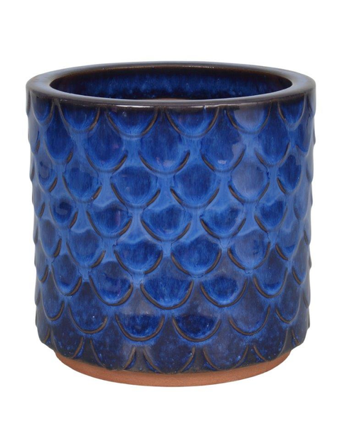 Zdjęcie: Donica ceramika szkliwiona Cylinder 28x25 cm niebieski CERMAX