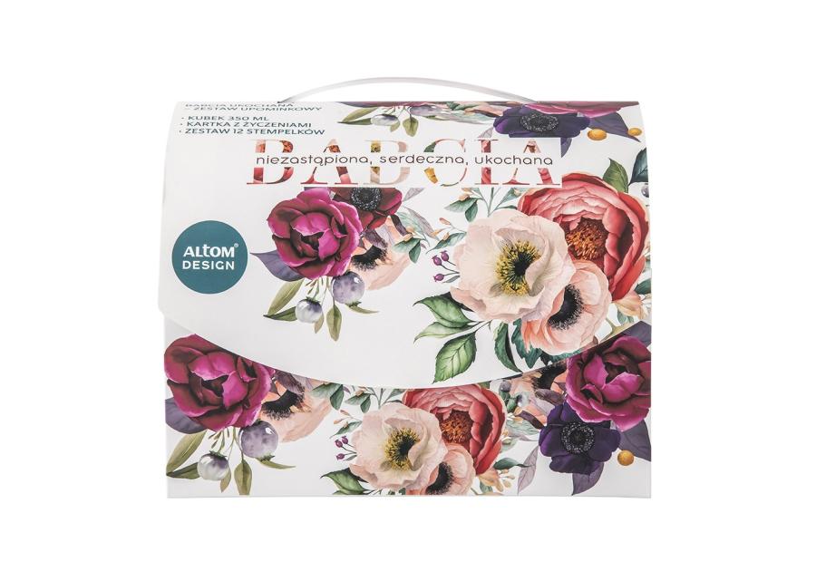 Zdjęcie: Kubek prosty Babcia ukochana 350 ml z kartką z życzeniami oraz stempelkami ALTOM DESIGN