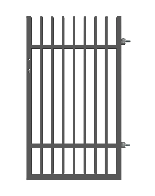 Zdjęcie: Furtka Anika 0,90 m, 1,50 m, stal ocynk+RAL7016 struktura, prawa z elektrozaczepem POLBRAM