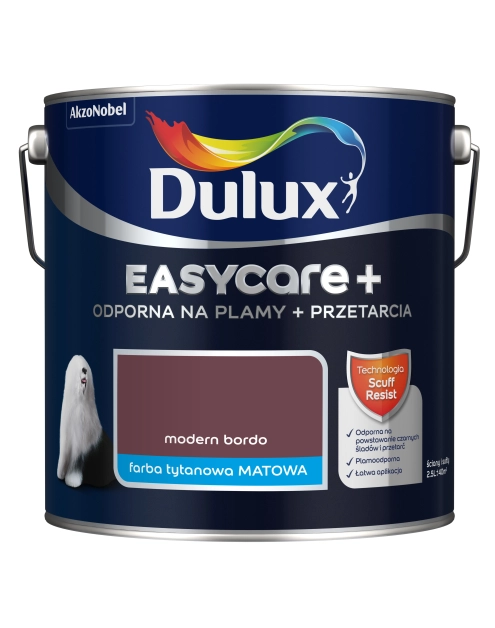 Zdjęcie: Farba lateksowa EasyCare+ Modern Bordo 2,5 L DULUX