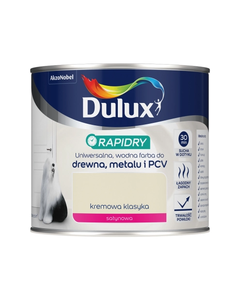 Zdjęcie: Farba do drewna, metalu, PCV kremowa klasyka 0,4 L DULUX