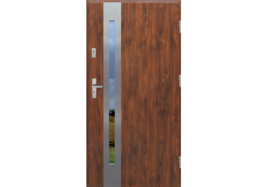 Zdjęcie: Drzwi zewnętrzne stalowo-drewniane Disting Otello 08B Dąb złoty 90 cm prawe KR CENTER