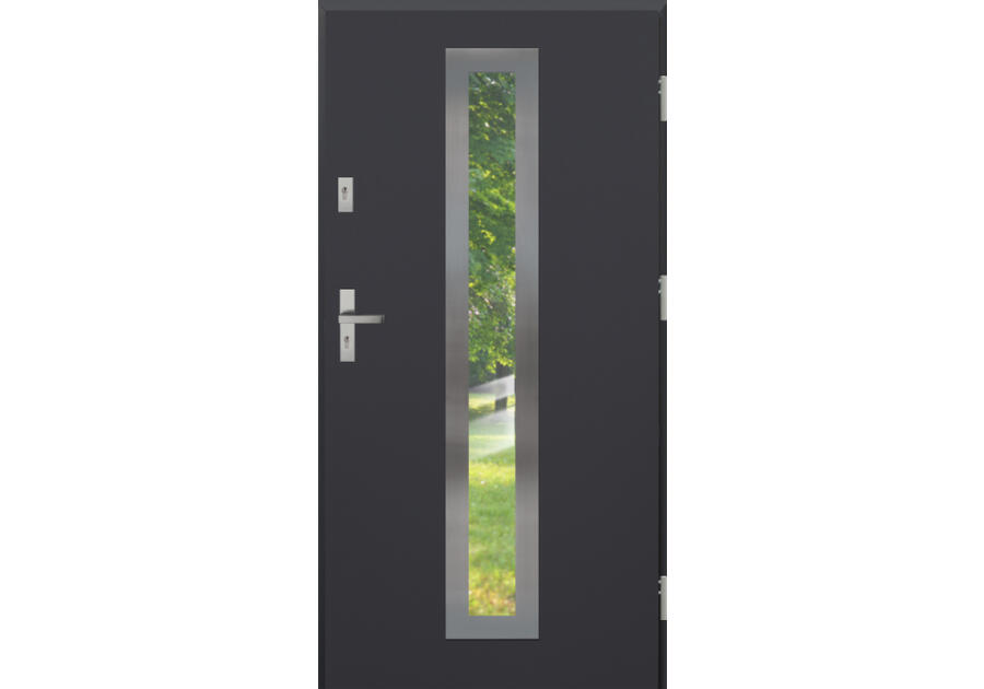 Zdjęcie: Drzwi zewnętrzne stalowo-drewniane Disting Otello 03 Antracyt 80 cm prawe KR CENTER