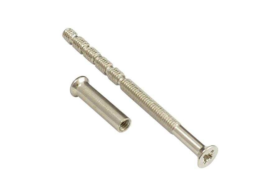 Zdjęcie: Śruba i nakrętka do klamki M4x80 mm łamana nikiel, 2 sztuki METRO