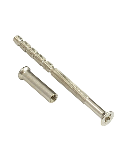 Zdjęcie: Śruba i nakrętka do klamki M4x80 mm łamana nikiel, 2 sztuki METRO
