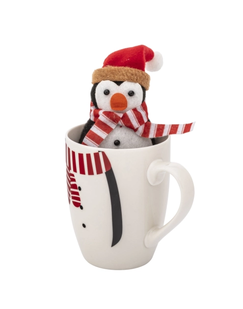 Zdjęcie: Zimowy kubek baryłka 340 ml z maskotką pingwinek ALTOM DESIGN