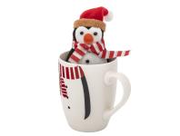 Zdjęcie: Zimowy kubek baryłka 340 ml z maskotką pingwinek ALTOM DESIGN