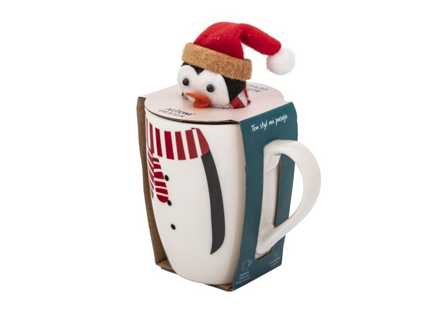 Zdjęcie: Zimowy kubek baryłka 340 ml z maskotką pingwinek ALTOM DESIGN