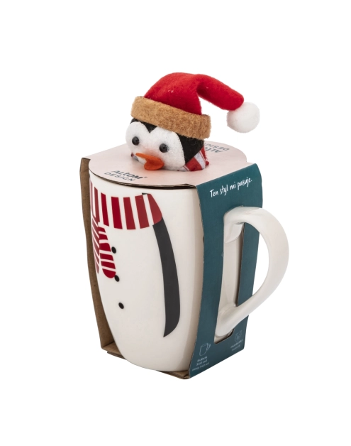 Zdjęcie: Zimowy kubek baryłka 340 ml z maskotką pingwinek ALTOM DESIGN