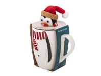 Zdjęcie: Zimowy kubek baryłka 340 ml z maskotką pingwinek ALTOM DESIGN