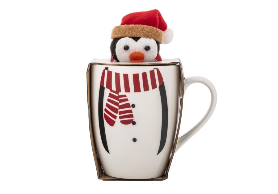 Zdjęcie: Zimowy kubek baryłka 340 ml z maskotką pingwinek ALTOM DESIGN