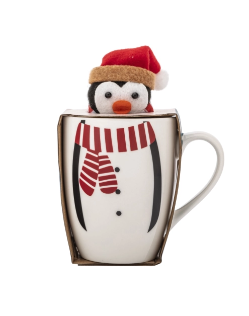 Zdjęcie: Zimowy kubek baryłka 340 ml z maskotką pingwinek ALTOM DESIGN