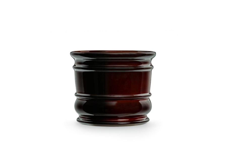 Zdjęcie: Doniczka ceramiczna z podstawką Beczka 10x11 cm brązowy połysk FLOWERPOT