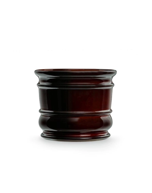 Zdjęcie: Doniczka ceramiczna z podstawką Beczka 10x11 cm brązowy połysk FLOWERPOT