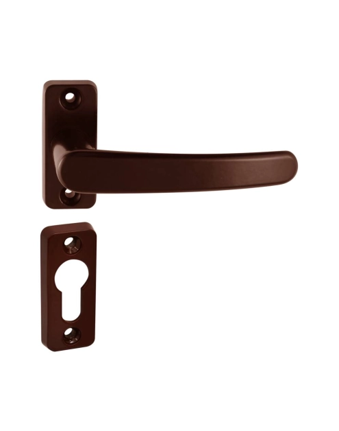 Zdjęcie: Klamka D1 szyld wąski dzielony z tarczka brąz METRO