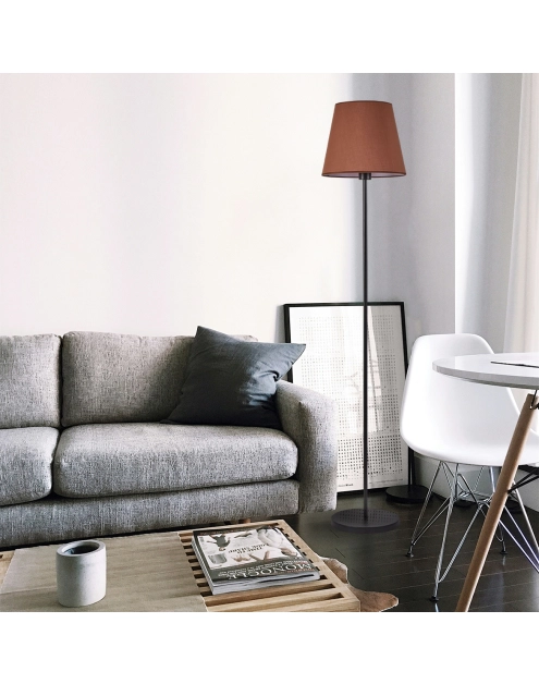 Zdjęcie: Lampa podłogowa Artemis czarna podstawa, cappuccino abażur ADRILUX