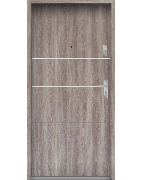 Zdjęcie: Drzwi wejściowe do mieszkań Bastion A-66 Dąb japoński 80 cm (NW) lewe ODR KR CENTER