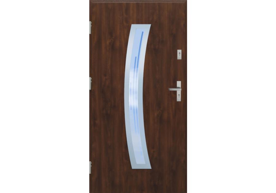 Zdjęcie: Drzwi zewnętrzne stalowo-drewniane Disting Otello 02 Orzech 100 cm lewe KR CENTER
