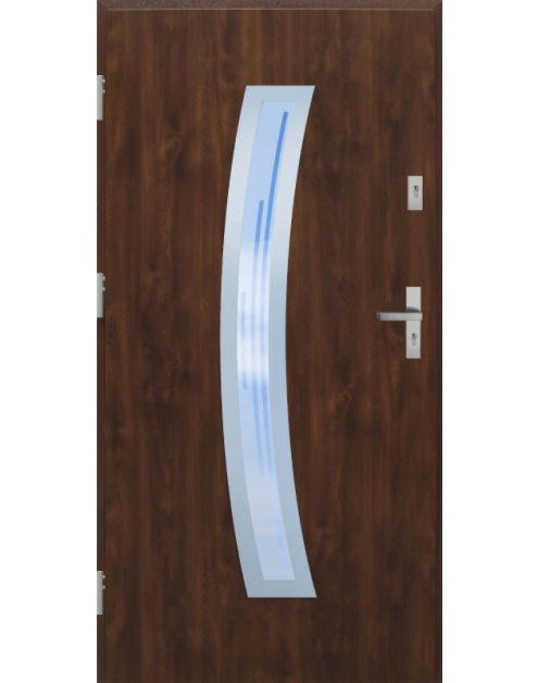 Zdjęcie: Drzwi zewnętrzne stalowo-drewniane Disting Otello 02 Orzech 100 cm lewe KR CENTER