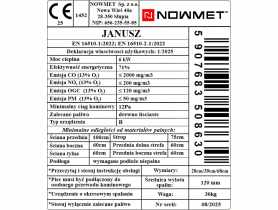 Piec szamotowy Janusz 6 kW NOWMET
