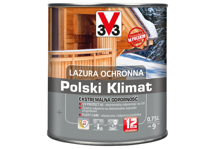 Zdjęcie: Lazura ochronna Polski Klimat Ekstremalna Odporność Grafit 0,75 L V33