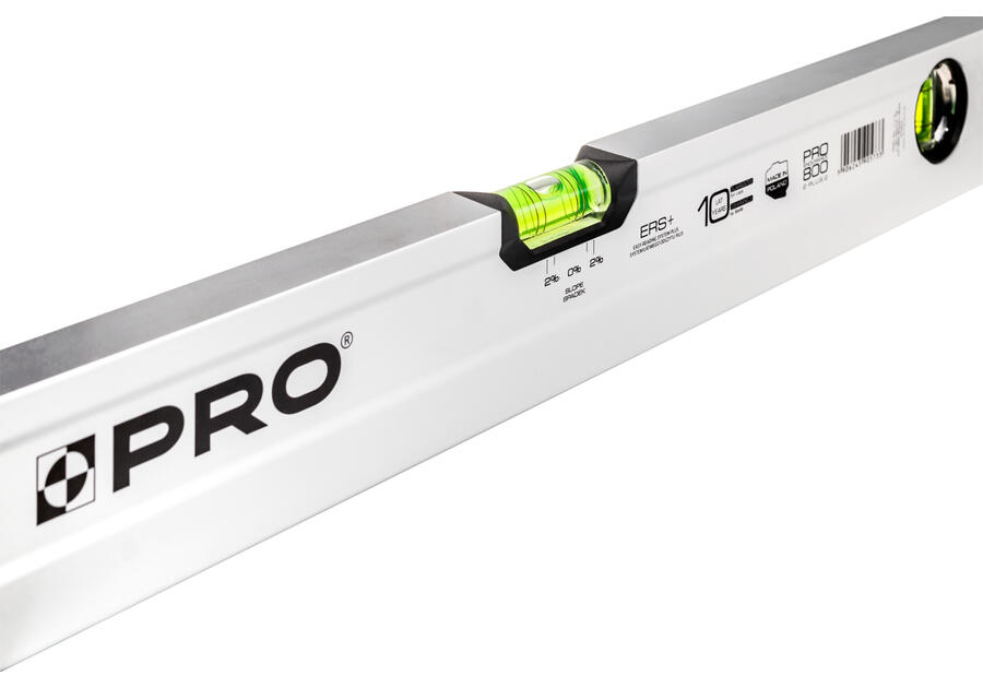 Zdjęcie: Poziomnica PRO800 malowana biała dwustronnie frezowana z uchwytami i libellą 2% 150 cm PRO