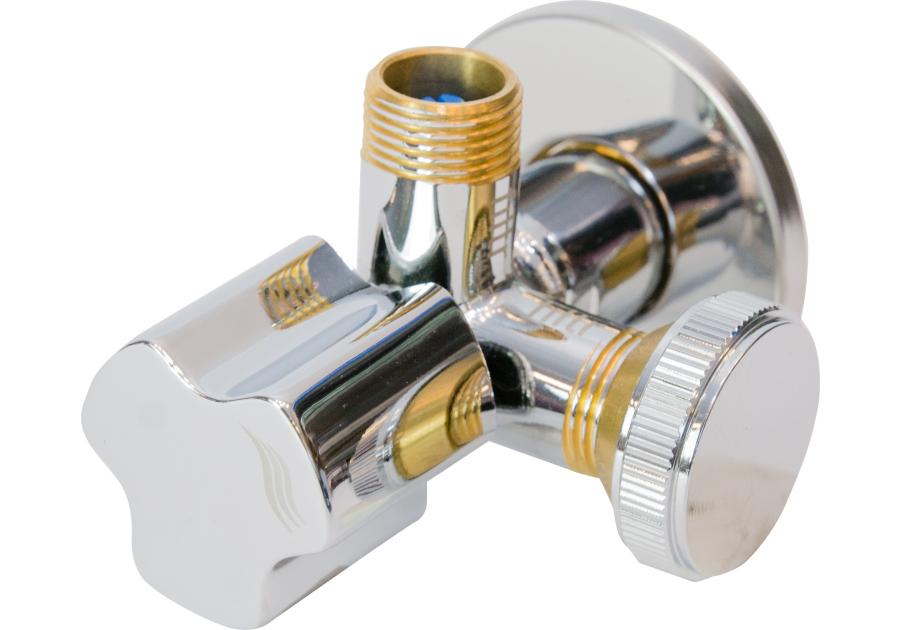 Zdjęcie: Zawór kątowy bis 1/2"x 3/4"x 3/8" DURO