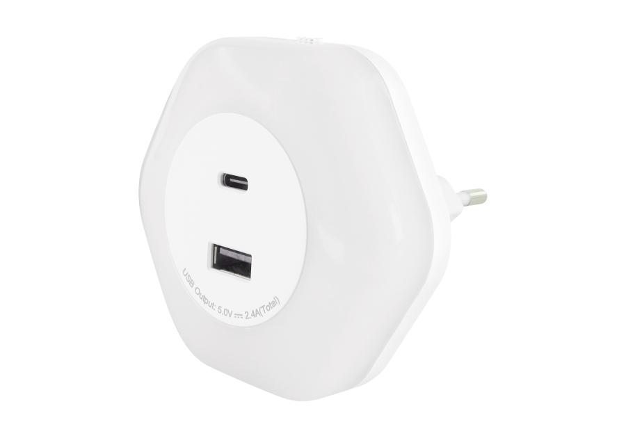 Zdjęcie: Lampka wtykowa LED Ozil 0,3 W USB A+C NW barwa neutralna biała STRUHM
