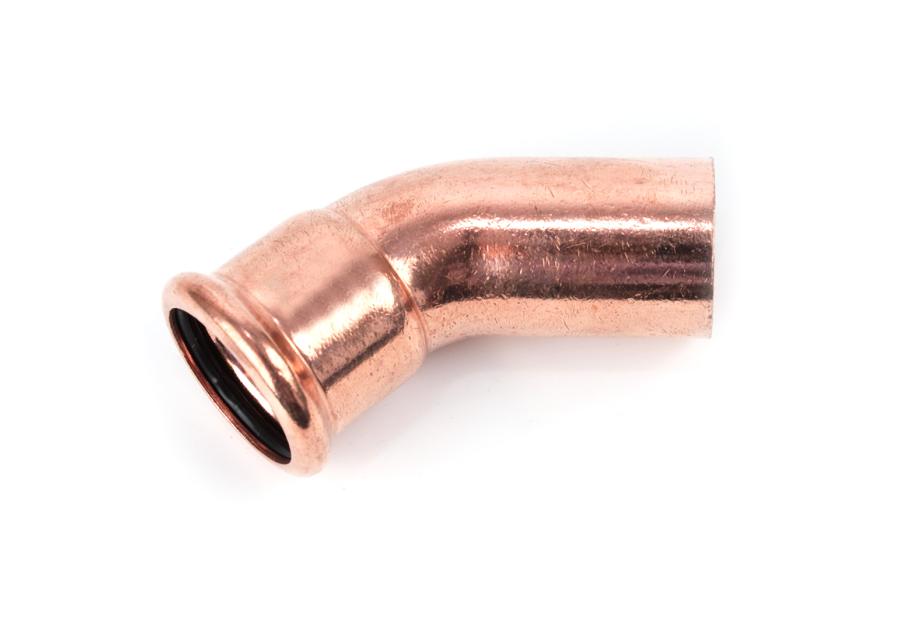 Zdjęcie: Łuk nyplowy 45 stopni zaciskany profil M do wody 22x22 CALIDO