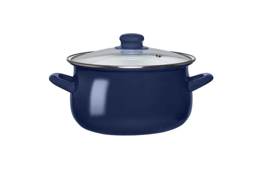 Zdjęcie: Garnek emaliowany 22 cm - 3,5 L granatowy z pokrywą szklaną ALTOMDESIGN