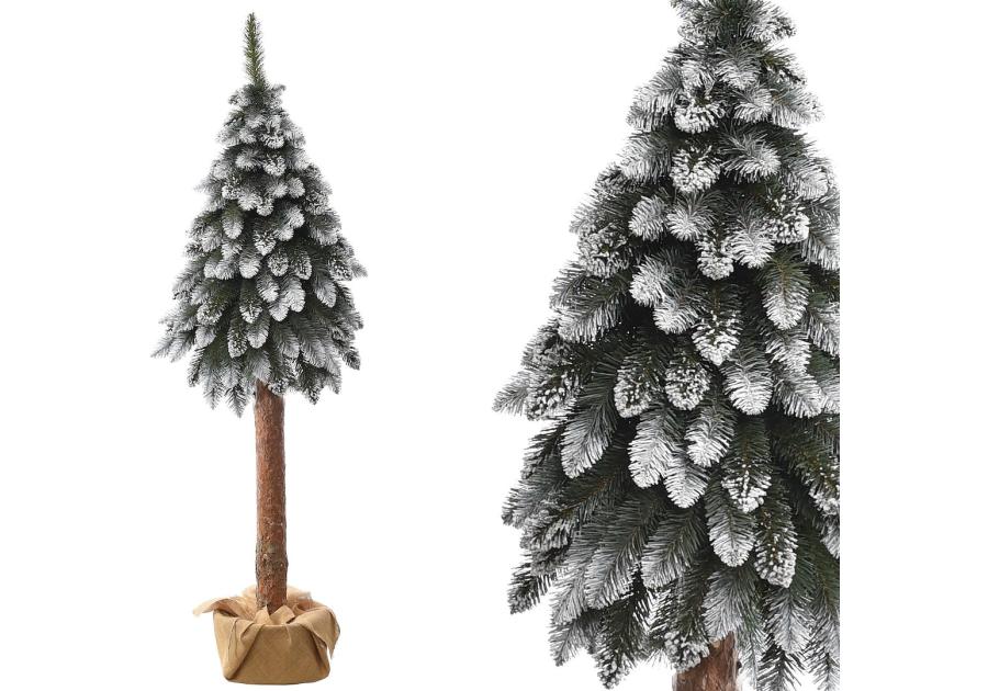 Zdjęcie: Choinka na pniu 180 cm z brokatem i bielonymi gałązkami JUMI