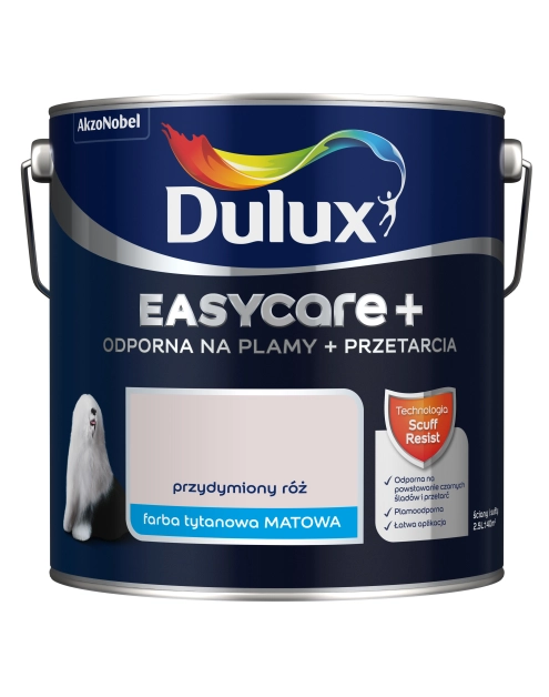 Zdjęcie: Farba lateksowa EasyCare+ Przydymiony Róż 2,5 L DULUX