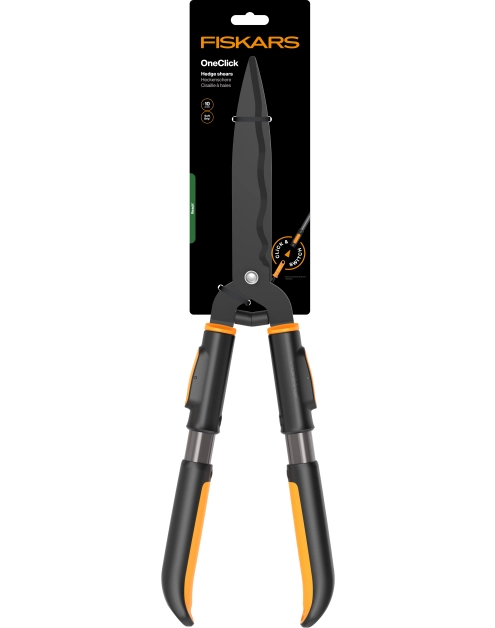 Zdjęcie: Nożyce do żywopłotu i krókie odczepiane uchwyty One Click FISKARS