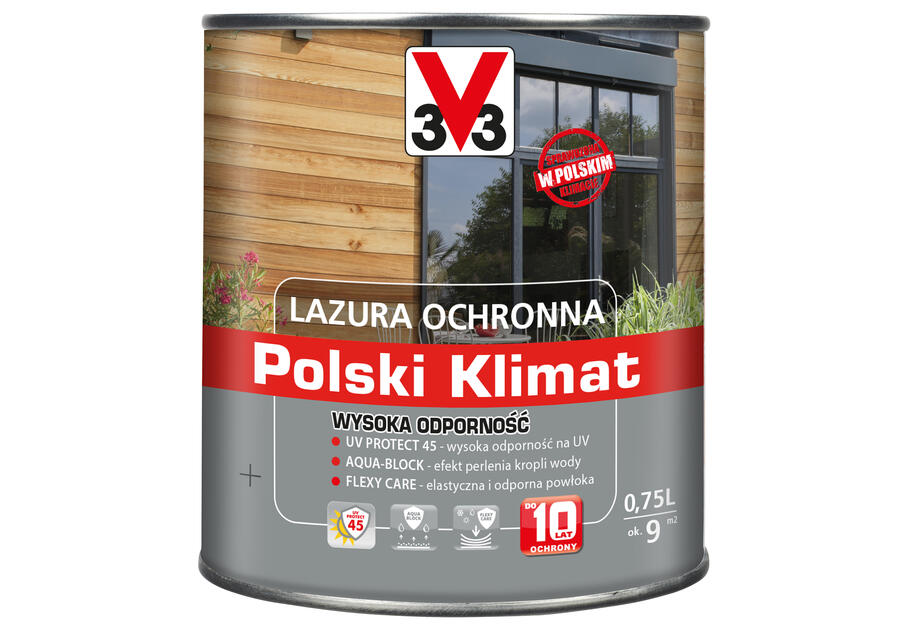 Zdjęcie: Lazura ochronna Polski Klimat Wysoka Odporność Bezbarwny 0,75 L V33