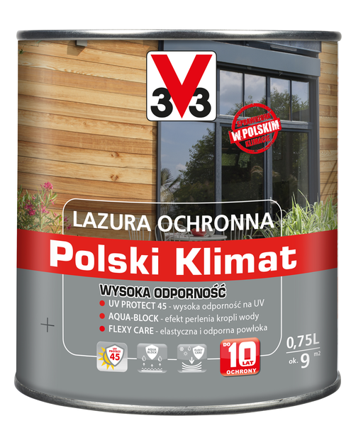 Zdjęcie: Lazura ochronna Polski Klimat Wysoka Odporność Bezbarwny 0,75 L V33