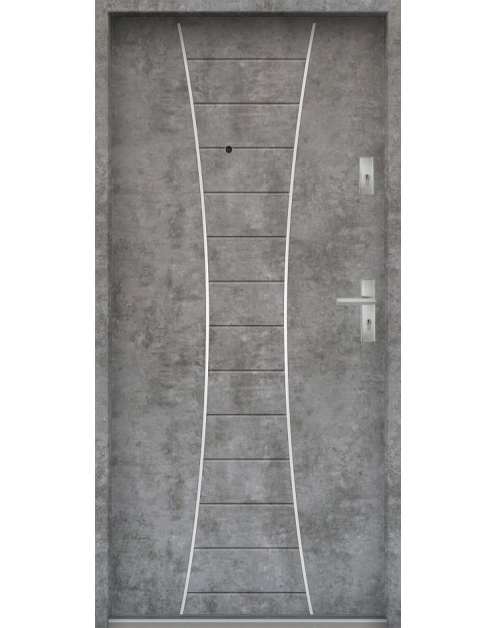 Zdjęcie: Drzwi wejściowe do mieszkań Bastion R-63 Beton srebrny 90 cm lewe ODO KR CENTER