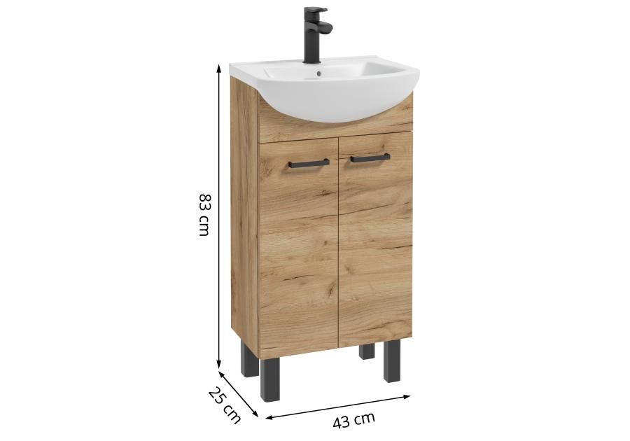 Zdjęcie: Szafka z umywalką Mea 45 cm dąb craft złoty DEFTRANS