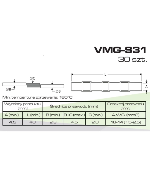 Zdjęcie: Rurki termokurczliwe z cyną i klejem 1.5-2.5 mm 30 szt. VMG-S31 VAYOX