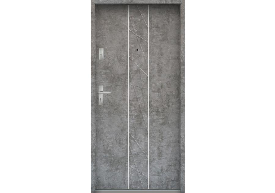 Zdjęcie: Drzwi wejściowe do mieszkań Bastion A-40 Beton srebrny 80 cm (NW) prawe ODR KR CENTER