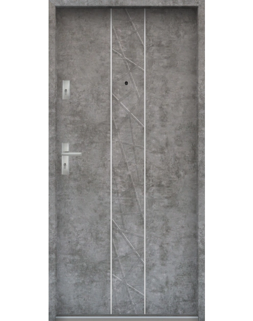 Zdjęcie: Drzwi wejściowe do mieszkań Bastion A-40 Beton srebrny 80 cm (NW) prawe ODR KR CENTER