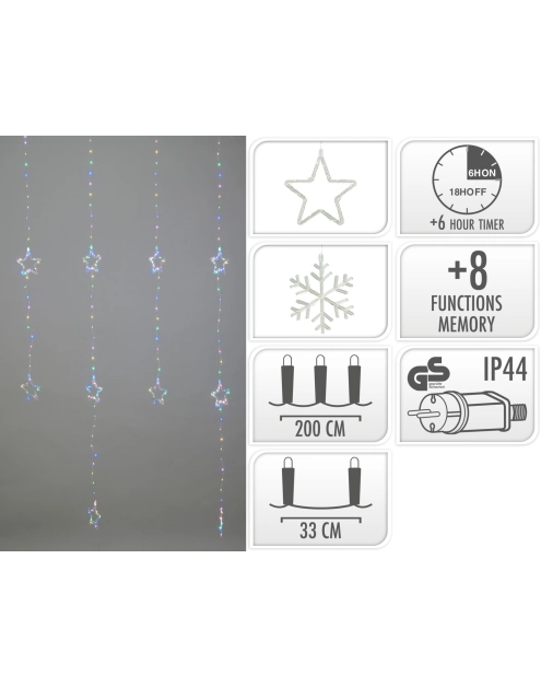 Zdjęcie: Kurtyna multikolor LED zewnętrzna 2x2 m KOOPMAN