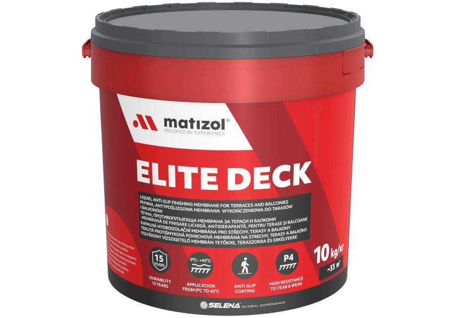 Zdjęcie: Membrana wykończeniowa płynna, antypoślizgowa do tarasów i balkonów Elite Deck 10 kg szary MATIZOL