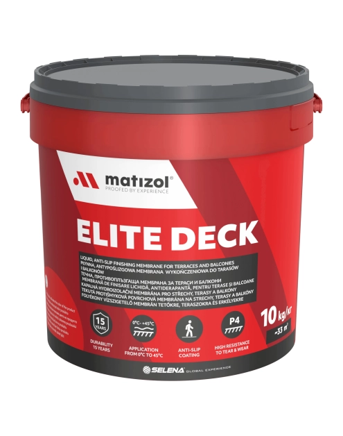 Zdjęcie: Membrana wykończeniowa płynna, antypoślizgowa do tarasów i balkonów Elite Deck 10 kg szary MATIZOL