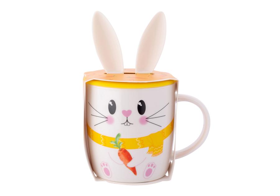 Zdjęcie: Kubek baryłka 400 ml z pokrywką silikonową uszy zająca dekoracja zajączek ALTOM DESIGN