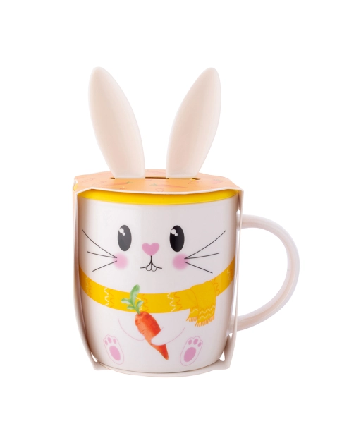 Zdjęcie: Kubek baryłka 400 ml z pokrywką silikonową uszy zająca dekoracja zajączek ALTOM DESIGN
