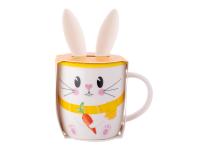 Zdjęcie: Kubek baryłka 400 ml z pokrywką silikonową uszy zająca dekoracja zajączek ALTOM DESIGN