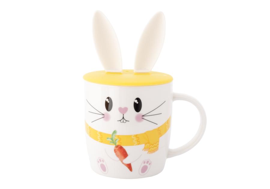 Zdjęcie: Kubek baryłka 400 ml z pokrywką silikonową uszy zająca dekoracja zajączek ALTOM DESIGN