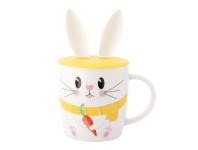 Zdjęcie: Kubek baryłka 400 ml z pokrywką silikonową uszy zająca dekoracja zajączek ALTOM DESIGN